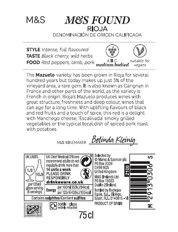 Top 10 π M&S Found Red Wine Mazuelo - Case Of 6 𧨠5 Top 10 π M&S Found Red Wine Mazuelo - Case Of 6 𧨠- Image 3